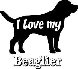 Beaglier I love my dog Dog silhouette dog breeds logo dog monogram vector
