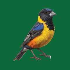 Obraz premium a bird with a yellow and blue body and a blue and yellow body