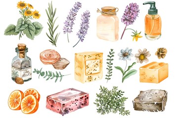 Handmade Soap Labels Botanical and Natural Ingredients Cliparts