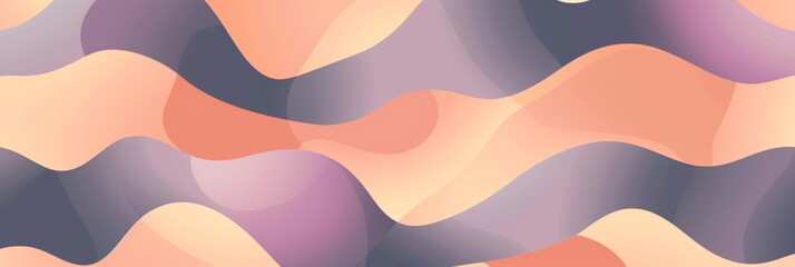 Fototapeta premium A banner featuring an abstract wave pattern in peach, purple, and gray colors
