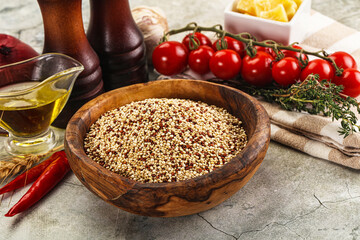 Raw dry quinoa seeds cereal