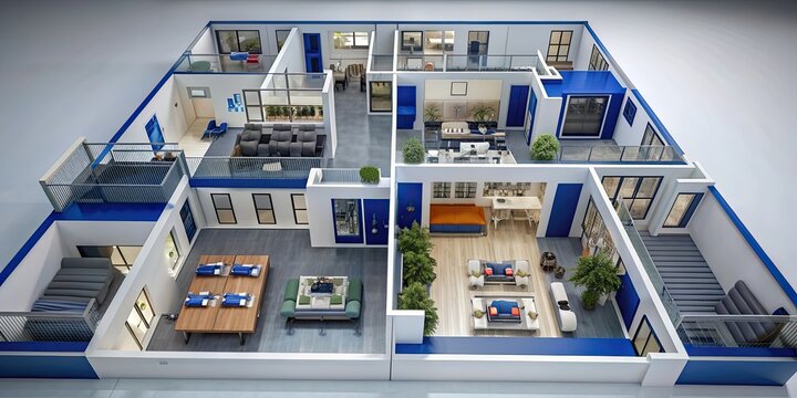 4 bedroom Duplex Apartment floor plan with modern design, apartment, duplex, 4 bedrooms, floor plan