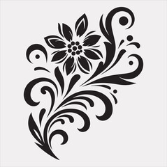 floral Art silhouette vector on a white background