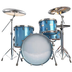 High-quality image of a blue drum set, perfect for music-related projects and articles about musical instruments or drumming.