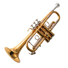 Obraz premium High-quality image of a classic golden trumpet with intricate details, perfect for music-related projects and designs.