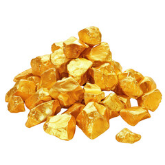 Shiny golden nuggets piled on each other, symbolizing wealth, investment, treasure, and prosperity. Perfect for financial and mining themes.