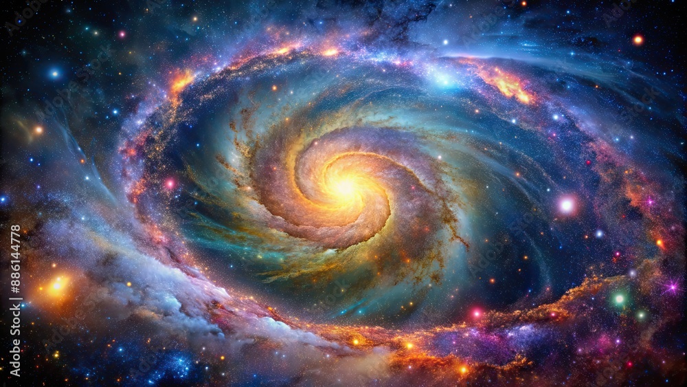 Canvas Prints Dynamic galactic swirls and colorful star fields in mesmerizing astrophotography, galaxy, swirls, stars, colorful