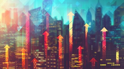 City at night with skyscrapers in a dark blue silhouette, illuminated by red and blue lights