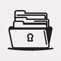 Folder line icon silhouette vector on white background