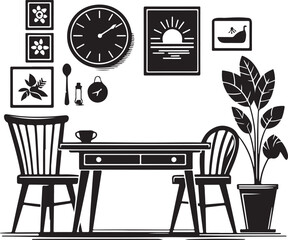 Table and Chair vector art and illustration
