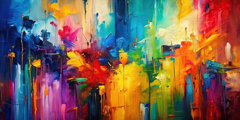 Abstract expressionist paintings featuring bold strokes and vibrant colors to convey emotions and movement , art