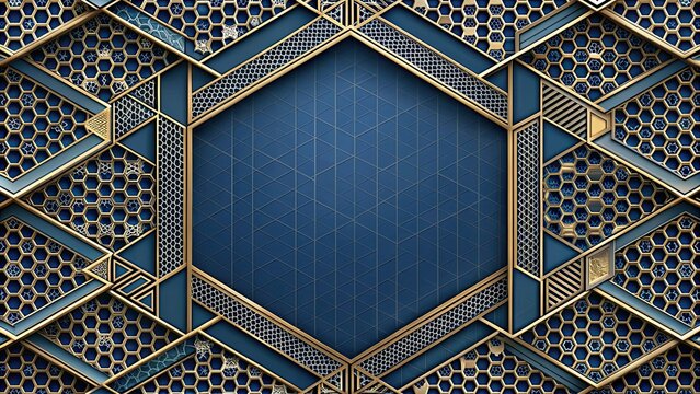 Luxurious blue and gold geometric background with a touch of elegance and sophistication, luxurious, blue, gold
