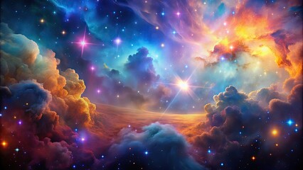 Colorful nebula with stars and cloud shape , nebula, colorful, stars, cloud, space, galaxy, cosmic, celestial, astronomy, vibrant