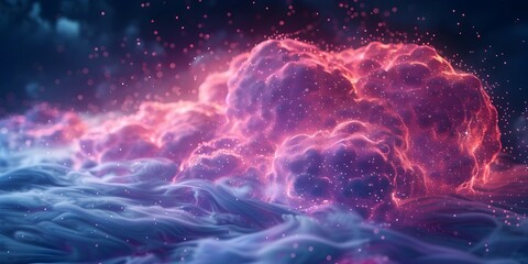 Captivating Digital Brain   Neon Cloud Data Streams Concept