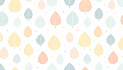 A seamless pattern of leaves on a pale yellow background.