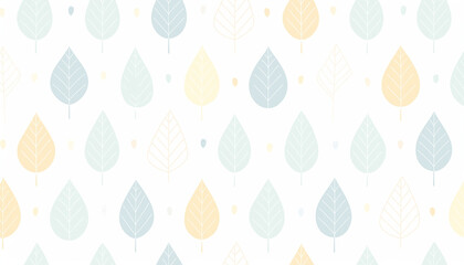 A seamless pattern of leaves on a pale yellow background.