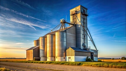 Obraz premium Grain elevator standing tall in the countryside , agriculture, farming, rural, country, storage, silo, structure, countryside
