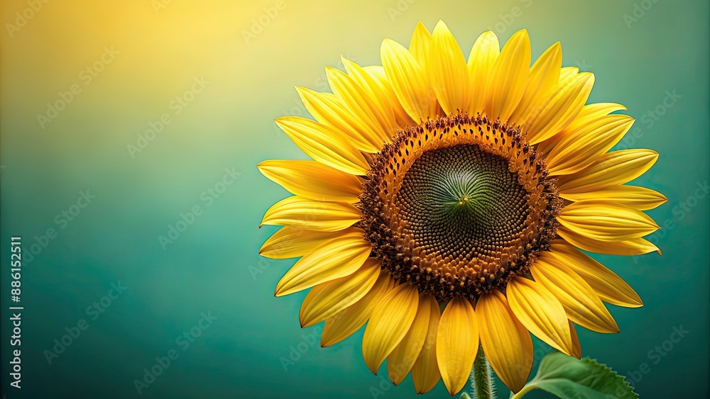 Sticker Vibrant yellow sunflower with delicate petals and dark center, sunflower, flower, yellow, vibrant, petals, nature, plant, garden