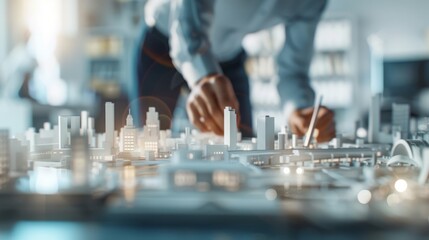 Architects Collaborating on City Planning and Transit Blueprints in Urban Office Setting