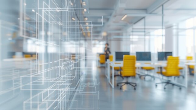 Architecture Firm's Open-Plan Office with Gas Utility Plans Digital Overlays