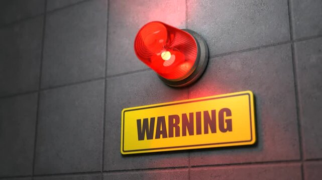 Warning Alert Sign with siren light, Seamless Loop video
