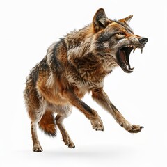 Fototapeta premium Detailed illustration of a snarling wolf with fur in shades of brown and black