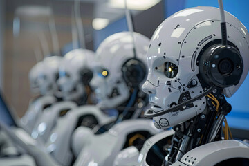 Fototapeta premium Professional robot call center operators