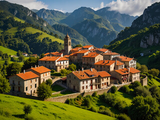 Fototapeta premium village in the mountains