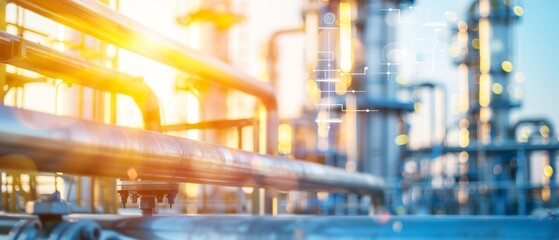 Engineers Testing Fuel Efficiency in Petroleum Refining With Advanced Technology and Digital Overlays