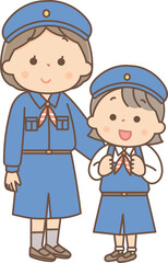 ガールスカウトの女の子とお姉さん