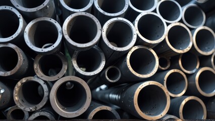 Stack of Metal Pipes.