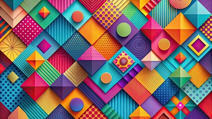 Abstract colorful geometric background with vibrant shapes and textures, abstract, colorful, geometric, background, vibrant