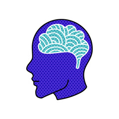 mental health human brain halftone hand drawn  color vector illustration