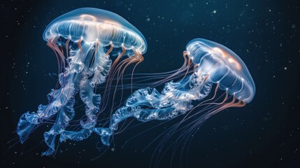 A pair of graceful jellyfish drifted lazily with the current