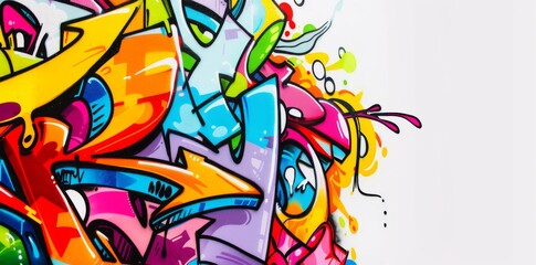 Obraz premium Building brick walls covered with colorful graffiti. Paintings on the street