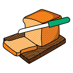 bread slicing halftone hand drawn  color vector illustration