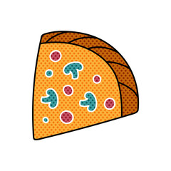 pizza halftone hand drawn  color vector illustration