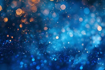 Abstract background with shimmering blue lights and bokeh