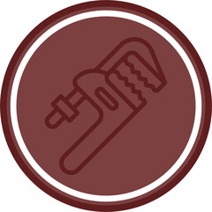 Pipe Wrench Vector Line Double Circle Maroon