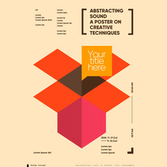 Strikingly geometric poster design, ideal for creative events, featuring a bold color palette and structured typography that highlights innovative approaches.