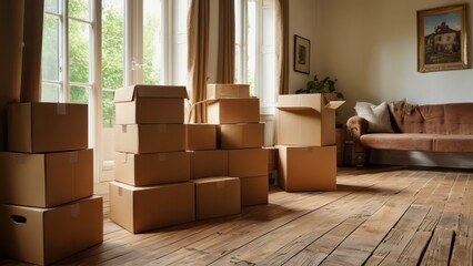 Cardboard Boxes in a Room.