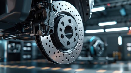 close up of car disc brakes for repair