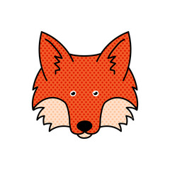 Obraz premium fox halftone hand drawn color vector illustration