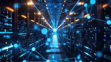 Server Room with Network Connections