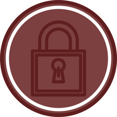 Padlock Vector Line Double Circle Maroon