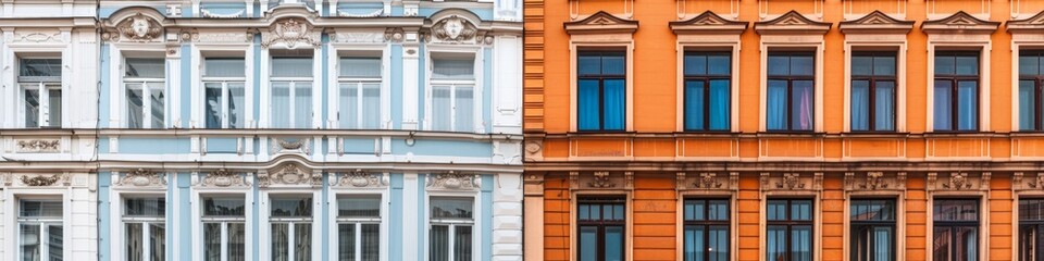 Obraz premium Comparison of Old Building and Newly Renovated Building, Split View, AI-Generated, 4K High-Resolution Wallpaper