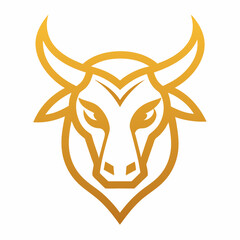 Fototapeta premium Golden Bull head logo icon vector line art illustration design