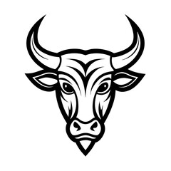 Golden Bull head logo icon vector line art illustration  design