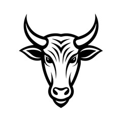 Golden Bull head logo icon vector line art illustration  design