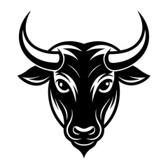 Golden Bull head logo icon vector line art illustration  design